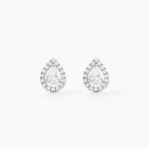 Boucles D'oreilles Puces Hildana Or Blanc Oxyde De Zirconium - Pour Femme - Histoire d'Or