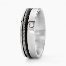 Bague Madine Acier Blanc Diamant - Pour Homme - Histoire d'Or