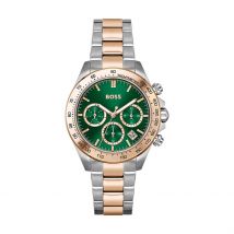 Montre Boss Novia Vert - Boîtier Blanc - Cadran Vert - Bracelet Bicolore Blanc / Rose - Mécanisme en Quartz - Pour Femme - Histoire d'Or