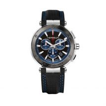 Montre Herbelin Newport Chrono Noir Et Bleu - Boîtier Blanc - Cadran Multicolore - Bracelet Noir - Mécanisme en Quartz - Pour Homme - Histoire d'Or