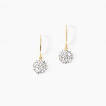 Boucles D'oreilles Pendantes Or Jaune Fidelia Cristal - Pour Femme - Pierre en Cristal de forme Ronde - Motif Boule - Histoire d'Or