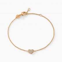 Bracelet Plaqué Or Nafissa Oxydes De Zirconium - Pour Femme - Pierre en Oxyde de Zirconium de forme Ronde - Motif Cœur - Histoire d'Or