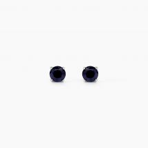 Boucles D'oreilles Puces Or Blanc Onora Saphir - Pour Femme - Pierre en Saphir de forme Ronde - Histoire d'Or