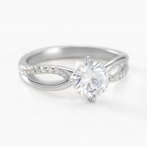 Bague Solitaire Essie Argent Blanc Oxyde De Zirconium - Pour Femme - Pierre en Oxyde de Zirconium de forme Ronde - Histoire d'Or