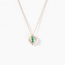 Collier Shahara Or Jaune Emeraude - Pour Femme - Pierre en Emeraude de forme Ronde - Histoire d'Or