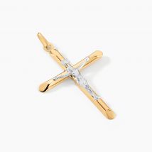 Pendentif Damian Croix Or Bicolore - Pour Unisex - Histoire d'Or
