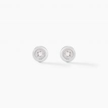 Boucles D'oreilles Puces Fatiana Or Blanc Diamant - Pour Femme - Pierre en Diamant de forme Ronde - Histoire d'Or