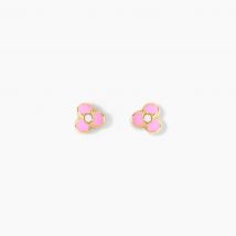Boucles D'oreilles Puces Fleur Rose Or Jaune - Pour Enfant - Histoire d'Or