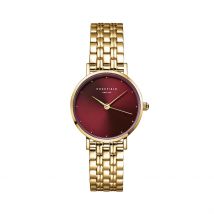 Montre Rosefield Small Edit Bordeaux - Boîtier Jaune - Cadran Rose - Bracelet Doré - Mécanisme en Quartz - Pour Femme - Histoire d'Or