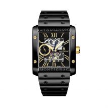 Montre Montignac Square Noir - Boîtier Noir - Cadran Noir - Bracelet Noir - Mécanisme en Quartz - Pour Homme - Histoire d'Or