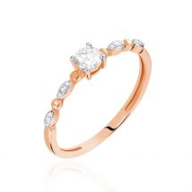 Bague Solitaire Eloize Or Rose Diamant - Pour Femme - Pierre en Diamant de forme Ronde - Histoire d'Or