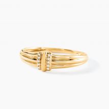 Bague Precious Line Or Jaune Diamant - Pour Femme - Pierre en Diamant de forme Ronde - Motif Barre - Histoire d'Or