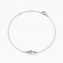 Bracelet Tylane Or Blanc Diamant - Pour Femme - Pierre en Diamant de forme Ronde - Motif Vague - Histoire d'Or