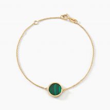 Bracelet Florica Or Jaune Malachite - Pour Femme - Pierre en Malachite de forme Ronde - Motif Cercle - Histoire d'Or