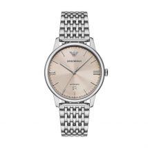 Montre Emporio Armani Crème - Boîtier Blanc - Cadran Tricolore - Bracelet Argenté - Mécanisme en Automatique - Pour Homme - Histoire d'Or