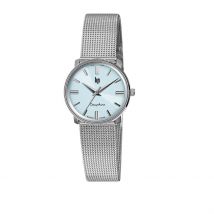 Montre Lip Dauphine Bleu - Boîtier Blanc - Cadran Blanc - Bracelet Argenté - Mécanisme en Quartz - Pour Femme - Histoire d'Or