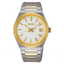 Montre Seiko Classique Blanc - Boîtier Blanc - Cadran Blanc - Bracelet Bicolore - Mécanisme en Quartz - Pour Homme - Histoire d'Or