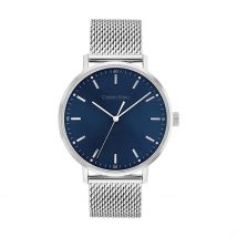 Montre Calvin Klein Modern Bleu - Boîtier Blanc - Cadran Blanc - Bracelet Argenté - Mécanisme en Quartz - Pour Homme - Histoire d'Or