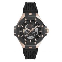 Montre Philipp Plein $keleton Royal Noir - Boîtier Bicolore - Cadran Noir - Bracelet Noir - Mécanisme en Automatique - Pour Homme - Histoire d'Or
