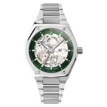Montre Pierre Lannier Automatic Vert - Boîtier - Cadran Vert - Bracelet Argenté - Mécanisme en Automatique - Pour Homme - Histoire d'Or