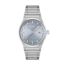 Montre Boss Candor Auto Bleu - Boîtier Argenté - Cadran Bleu - Bracelet Argenté - Mécanisme en Automatique - Pour Unisex - Histoire d'Or