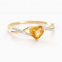 Bague Clothilde Or Jaune Citrine Et Oxyde - Pour Femme - Pierre en Citrine de forme Coeur - Motif Cœur - Histoire d'Or