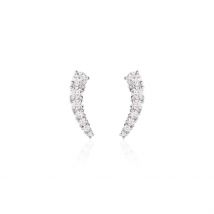 Boucles D'oreilles Grimpantes Aldrick Argent Blanc Oxyde De Zirconium - Pour Femme - Pierre en Oxyde de Zirconium de forme Ronde - Histoire d'Or
