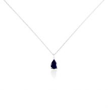 Collier Or Blanc Goutte Saphir - Pour Femme - Pierre en Saphir de forme Poire - Histoire d'Or