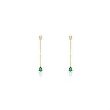 Boucles D'oreilles Pendantes Gracilia Or Jaune Emeraude Diamant - Pour Femme - Pierre en Emeraude de forme Poire - Motif Goutte - Histoire d'Or