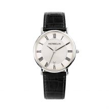 Montre Herbelin Classique Blanc - Boîtier Blanc - Cadran Blanc - Bracelet Noir - Mécanisme en Quartz - Pour Homme - Histoire d'Or