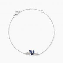 Bracelet Angie Or Blanc Saphir Diamant - Pour Femme - Pierre en Saphir de forme Navette / Marquise - Motif Fleur - Histoire d'Or
