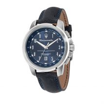 Montre Maserati Successo Bleu - Boîtier Blanc - Cadran Blanc - Bracelet Bleu - Mécanisme en Quartz - Pour Homme - Histoire d'Or