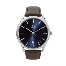 Montre O Watch Chill Bleu - Boîtier Blanc - Cadran Blanc - Bracelet Marron - Mécanisme en Quartz - Pour Homme - Histoire d'Or