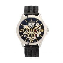 Montre Montignac Round Noir - Boîtier Blanc - Cadran Noir - Bracelet Noir - Mécanisme en Quartz - Pour Homme - Histoire d'Or
