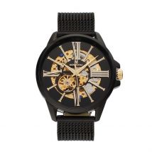 Montre Montignac Round Automatique Noir - Boîtier Noir - Cadran Noir - Bracelet Noir - Mécanisme en Automatique - Pour Homme - Histoire d'Or