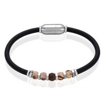 Bracelet Jourdan Caoutchouc Noir Agate - Pour Homme - Histoire d'Or
