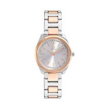 Montre O Watch Stylish Argenté - Boîtier Blanc - Cadran Argenté - Bracelet Bicolore - Mécanisme en Quartz - Pour Femme - Histoire d'Or