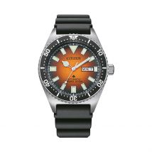 Montre Citizen Promaster Marine Auto Orange - Boîtier Noir - Cadran Orange - Bracelet Noir - Mécanisme en Automatique - Pour - Histoire d'Or