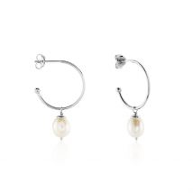 Créoles Walli Argent Blanc Perle De Culture - Pour Femme - Pierre en Perle de culture de forme Ronde - Histoire d'Or