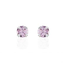 Boucles D'oreilles Puces Daria Or Blanc Oxyde De Zirconium - Pour Femme - Pierre en Oxyde de Zirconium de forme Ronde - Histoire d'Or