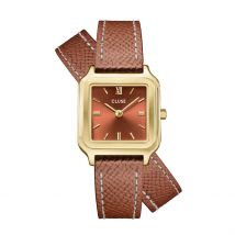 Montre Cluse Gracieuse Petite Marron - Boîtier Jaune - Cadran Marron - Bracelet Marron - Mécanisme en Quartz - Pour Femme - Histoire d'Or