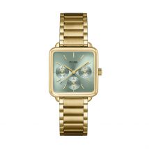 Montre Cluse La Tétragone Multifunction Vert - Boîtier Jaune - Cadran Vert - Bracelet Doré - Mécanisme en Quartz - Pour Femme - Histoire d'Or