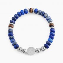 Bracelet Jourdan 1921 Acier Blanc œil De Tigre - Pour Homme - Pierre en Quartz de forme Ronde - Motif 1 - Histoire d'Or