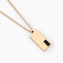 Collier Plaqué Or Jaune Francesco Onyx Noir - Pour Homme - Pierre en Onyx de forme Rectangle - Histoire d'Or