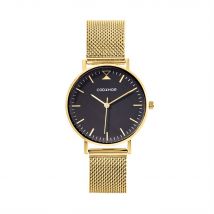 Montre Codhor Cindy Noir - Boîtier Jaune - Cadran Noir - Bracelet Doré - Mécanisme en Quartz - Pour Femme - Histoire d'Or