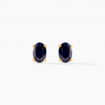 Boucles D'oreilles Puces Or Jaune Ovale Saphir - Pour Femme - Pierre en Saphir de forme Ovale - Histoire d'Or