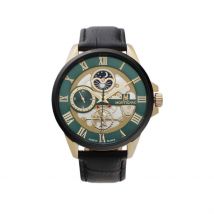 Montre Montignac Round Vert - Boîtier Jaune - Cadran Vert - Bracelet Noir - Mécanisme en Quartz - Pour Homme - Histoire d'Or