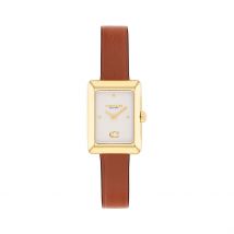 Montre Coach Mara Blanc - Boîtier Doré - Cadran Blanc - Bracelet Marron - Mécanisme en Quartz - Pour Femme - Histoire d'Or