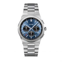 Montre Cluse Vigoureux Chrono Bleu - Boîtier Blanc - Cadran Blanc - Bracelet Argenté - Mécanisme en Quartz - Pour Homme - Histoire d'Or