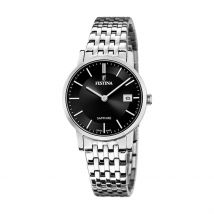 Montre Festina Swiss Made 29 Noir - Boîtier Blanc - Cadran Noir - Bracelet Argenté - Mécanisme en Quartz - Pour Femme - Histoire d'Or